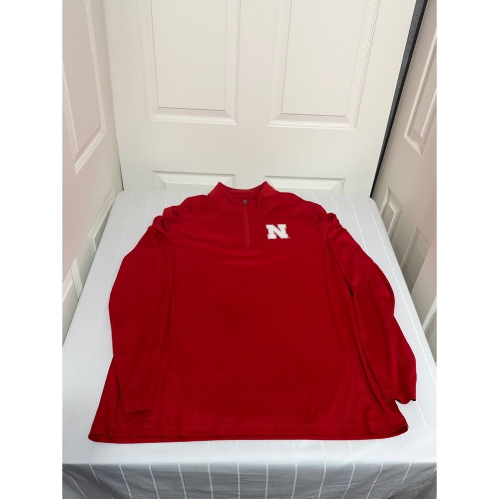 Fanatics Nebraska Cornhuskers Mens 2XL Red Quarter Zip Pullover Shirt